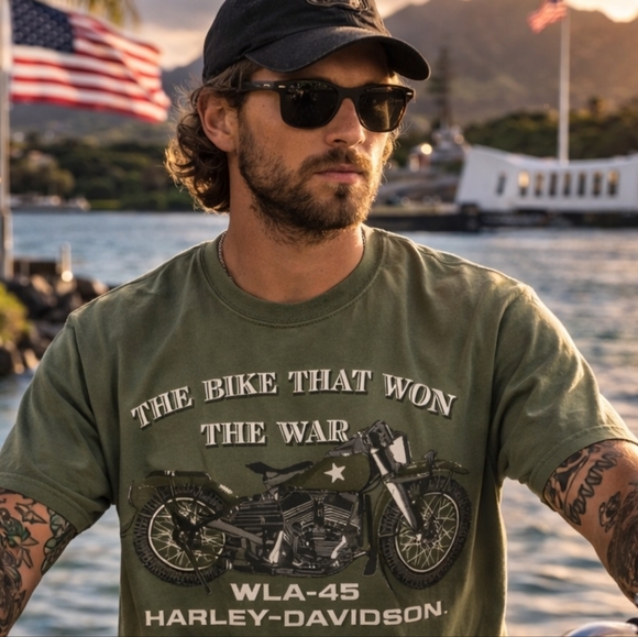 Harley-Davidson Other - Vtg 1997 Harley-Davidson Pearl Harbor Honolulu Hawaii T Shirt XL Green WLA-45 Mi